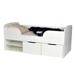 Weber Industries Lit mi-hauteur 90x190 cm ELIO avec sommier et rangements / Blanc
