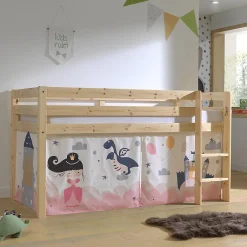 Enfant Petits-Meubles Lit Mi-Hauteur 90x200 sommier inclus housse Fairy Vipack Pino Bois