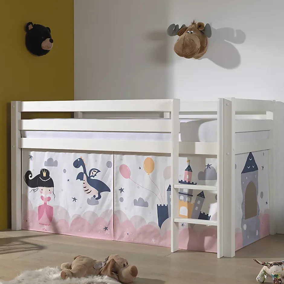 Petits-Meubles Lit Mi-Hauteur 90x200 sommier inclus housse Fairy Vipack Pino Blanc Hot
