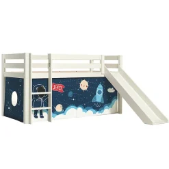 Petits-Meubles Lit Mi-Hauteur 90x200 Toboggan sommier inclus housse Space Vipack Pino Blanc