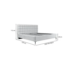 Meublorama Lit MILLIO Blanc 160x200 cm Tissu chenille bouclé Sommier inclus Confort hôtel 5 étoiles