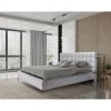 Meublorama Lit MILLIO Blanc 140x200 cm Tissu chenille bouclé Sommier inclus Confort hôtel 5 étoiles