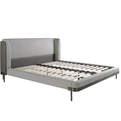 Angel Cerda Lit moderne en tissu gris clair et similicuir noir pour chambre élégante Hot