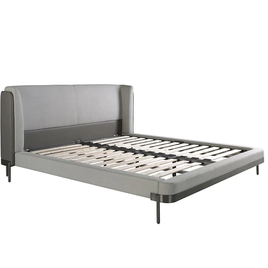 Angel Cerda Lit moderne en tissu gris clair et similicuir noir pour chambre élégante Hot
