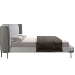 Angel Cerda Lit moderne en tissu gris clair et similicuir noir pour chambre élégante Hot