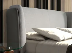 Angel Cerda Lit moderne en tissu gris clair et similicuir noir pour chambre élégante Hot