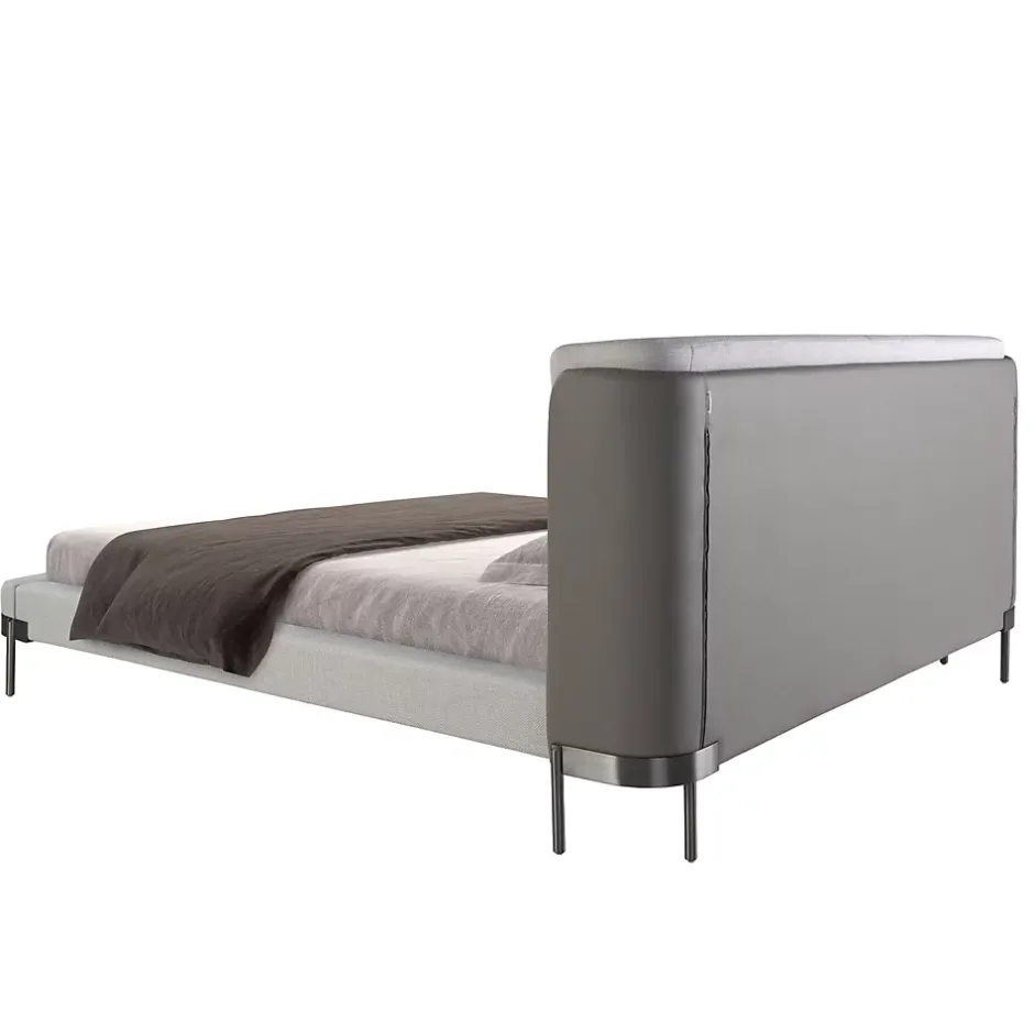Angel Cerda Lit moderne en tissu gris clair et similicuir noir pour chambre élégante Hot