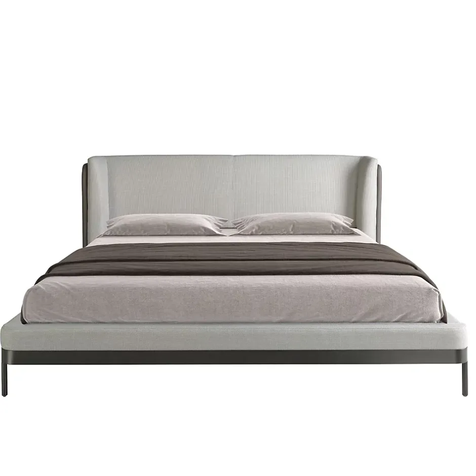 Angel Cerda Lit moderne en tissu gris clair et similicuir noir pour chambre élégante Hot