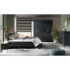 Meublorama Lit MONDO 180x200 cm Noir structuré et doré Pieds métal design Sans sommier Hot