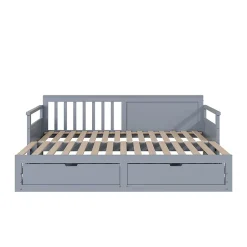 Redom Lit multifonction deux en un quatre vingt dix cent quatre vingt par cent quatre vingt dix pin avec tiroirs lit extensible gris Outlet