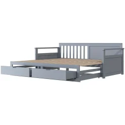 Redom Lit multifonction deux en un quatre vingt dix cent quatre vingt par cent quatre vingt dix pin avec tiroirs lit extensible gris Outlet