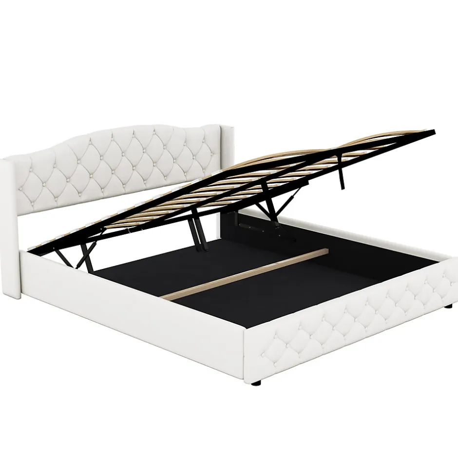 Fortuna lai Lit multifonction 180x200cm avec stockage hydraulique, Beige Outlet