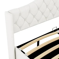 Fortuna lai Lit multifonction 180x200cm avec stockage hydraulique, Beige Outlet