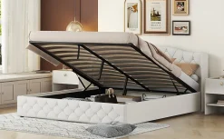 Fortuna lai Lit multifonction 180x200cm avec stockage hydraulique, Beige Outlet
