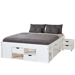 Paris Prix Lit Multi-Rangements "Clark" 140x200cm Blanc Discount