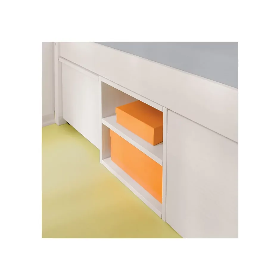 Paris Prix Lit Multi-Rangements "Clark" 140x200cm Blanc Discount