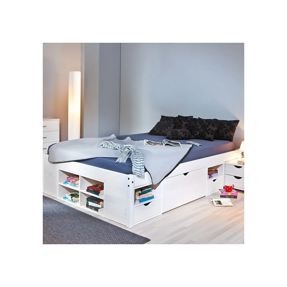 Paris Prix Lit Multi-Rangements "Clark" 140x200cm Blanc Discount