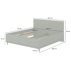 Meublorama Lit NOKI 180x200 cm chene clair et moka Style scandinave sans sommier Best