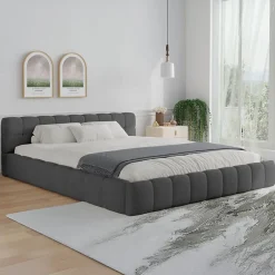 Concept Usine Lit nuage 160x200cm en velours gris - KANSAS Sale
