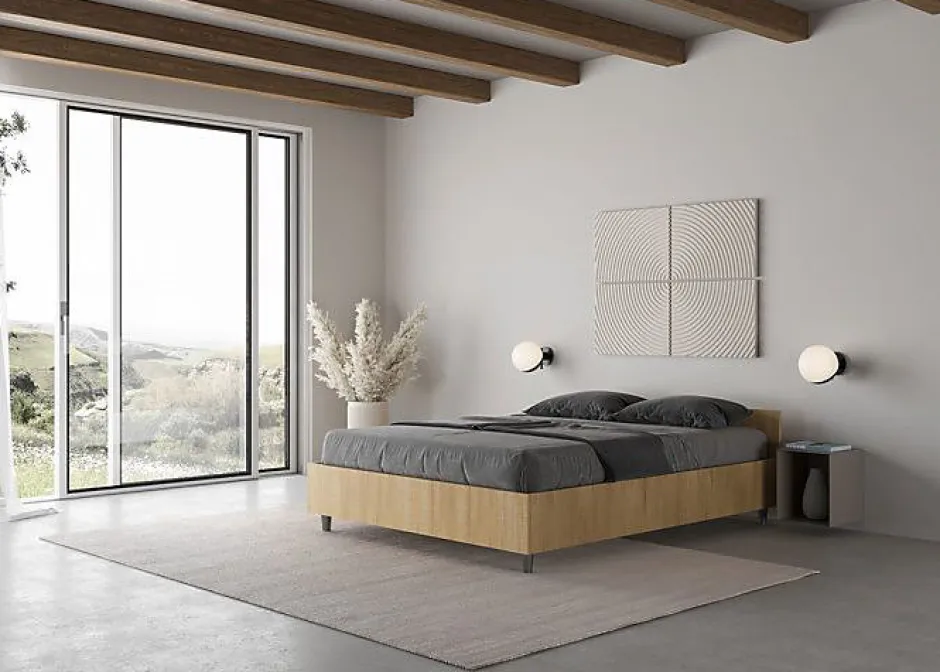 Ityhome Lit Nuamo en chêne avec sommier 140x190 Best