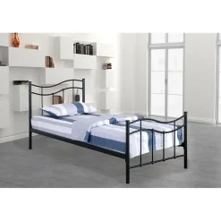 Meublorama Lit ODETTE 90x190 cm Structure en métal Sommier inclus Style authentique