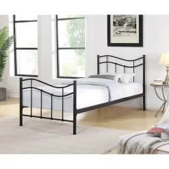 Meublorama Lit ODETTE 90x190 cm Structure en métal Sommier inclus Style authentique