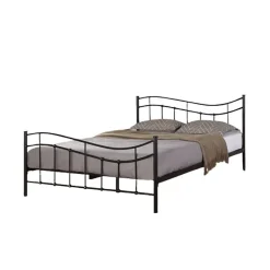 Meublorama Lit ODETTE 160x200 cm Métal noir Sommier inclus Elégance et robustesse Online