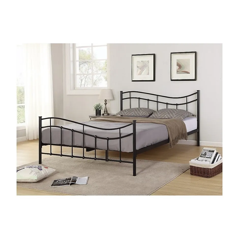 Meublorama Lit ODETTE 160x200 cm Métal noir Sommier inclus Elégance et robustesse Online