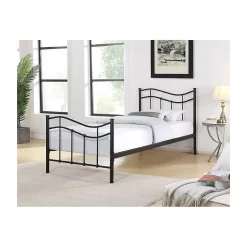 Meublorama Lit ODETTE 90x200 cm en métal coloris noir avec sommier. Online