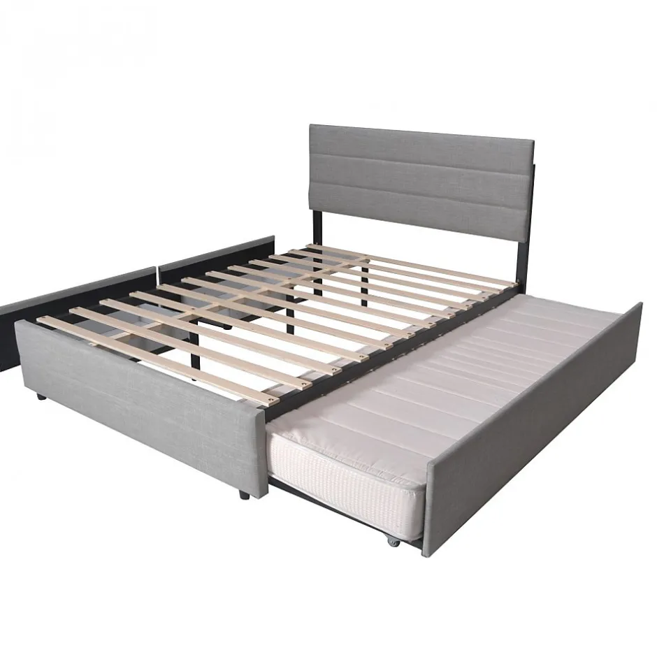 Weber Industries Lit PALERMO 140x200 +1 sommier+2 tiroirs+1 tiroir lit 90x190 / Gris clair Online