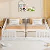 Enfant Fortuna lai Lit Panneau 90x200cm, Avec Grillage, Sans Sommier, Pin, Style Minimaliste, Blanc