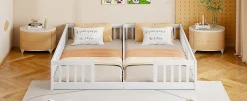Enfant Fortuna lai Lit Panneau 90x200cm, Avec Grillage, Sans Sommier, Pin, Style Minimaliste, Blanc
