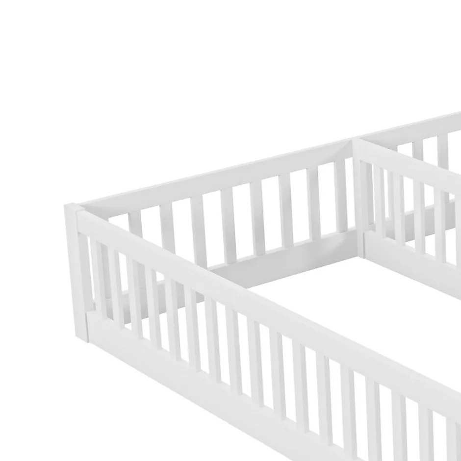 Enfant Fortuna lai Lit Panneau 90x200cm, Avec Grillage, Sans Sommier, Pin, Style Minimaliste, Blanc