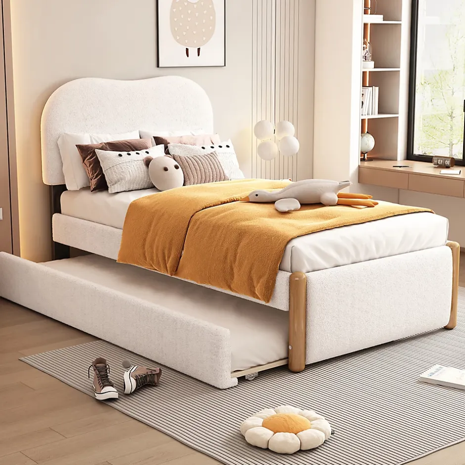 Gutent Lit plat rembourré 90 x 200 cm, avec lit gigogne, moelleux, blanc Clearance