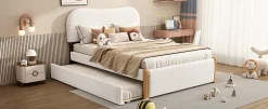 Enfant Fortuna lai Lit Plat 140x200cm, Canapé avec Lit Escamotable, Blanc