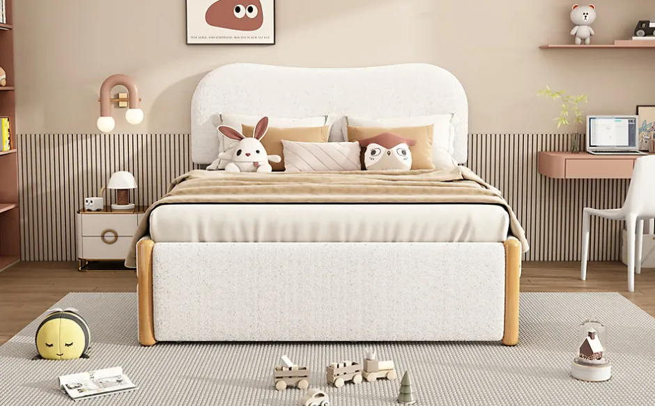 Enfant Fortuna lai Lit Plat 140x200cm, Canapé avec Lit Escamotable, Blanc