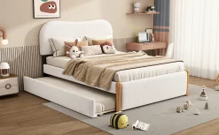 Enfant Fortuna lai Lit Plat 140x200cm, Canapé avec Lit Escamotable, Blanc