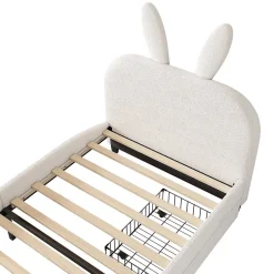 Blackcolors Lit Plat 90x200cm Laine Mouton Forme Lapin Blanc Clearance
