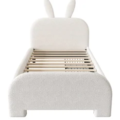 Blackcolors Lit Plat 90x200cm Laine Mouton Forme Lapin Blanc Clearance