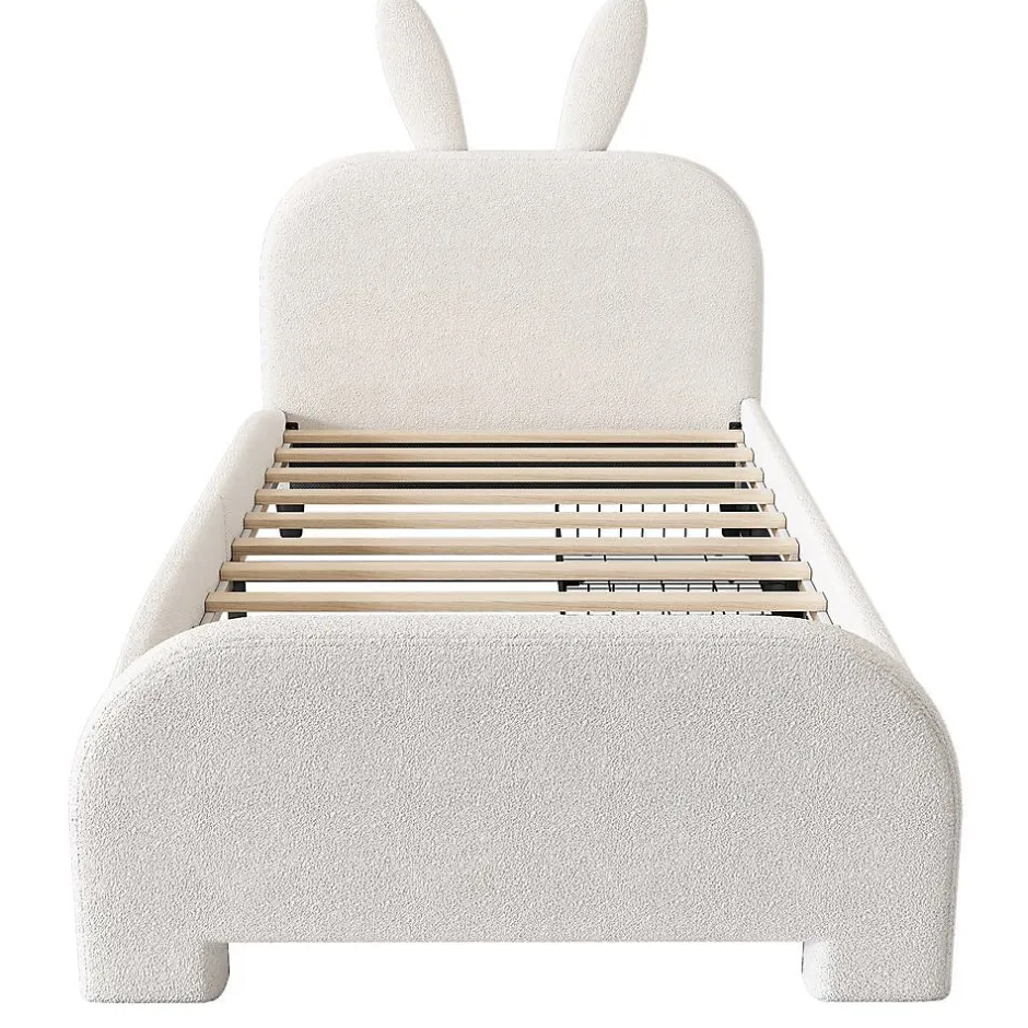 Blackcolors Lit Plat 90x200cm Laine Mouton Forme Lapin Blanc Clearance