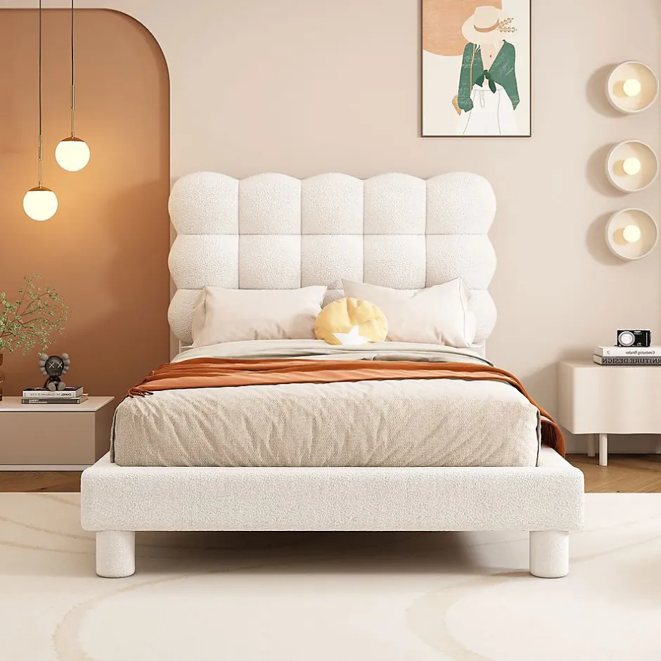 Blackcolors Lit Plat 90x200cm Tête Réglable 3 Positions Rose Blanc Outlet