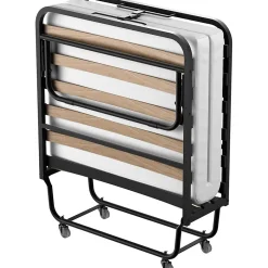 Teeno Lit Pliant 90x190 CM avec Matelas de 10cm, Lit Pliable 1 Personne Adulte, 4 roulettes, 2 Min Assembler Outlet