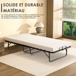 Enfant Teeno Lit pliant 90x200 CM avec matelas de 10 cm