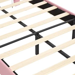 Enfant Fortuna lai Lit Polster 90x200 cm, tête couronne, LED, cadre métal, rose,blanc