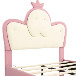 Enfant Fortuna lai Lit Polster 90x200 cm, tête couronne, LED, cadre métal, rose,blanc