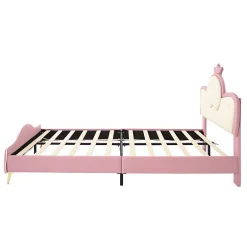 Enfant Fortuna lai Lit Polster 90x200 cm, tête couronne, LED, cadre métal, rose,blanc