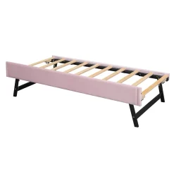Enfant Fortuna lai Lit Polster 90x200cm, Avec Tiroirs, Samt, Design Minimaliste, Rose