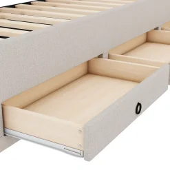 Fortuna lai Lit Polster 90x200cm, Lit Familial, Tiroirs, Lit Escamotable, Tête Réglable, Beige Online