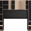 Vente-unique Lit pont 160 x 200 cm avec rangements - Avec LEDs - Coloris : Naturel et noir + Sommier + Matelas - VELONA Hot