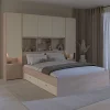 Vente-unique Lit pont 160 x 200 cm avec rangements - Avec LEDs - Coloris : Beige et naturel - DOMELITO Hot